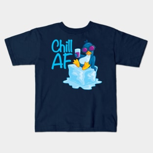 Chill AF Penguin on Ice Kids T-Shirt